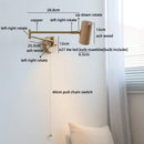 Axyaa Nordic LED Wall Light Swing Arm Copper Walnut Wood Bedroom Lamp