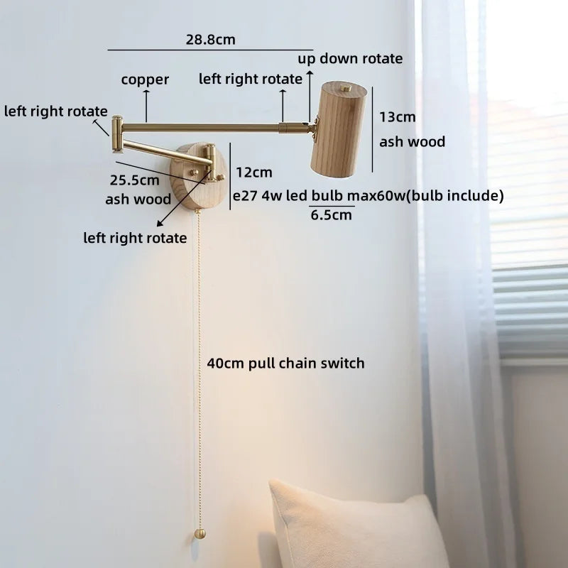 Nordic LED Wall Light Mirror Bathroom Swing Arm Aplique Pared by Axyaa