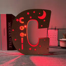 Axyaa Personalized LED Name Wall Decor Night Light with Stars for Family, Couples, Kids - Wooden Lamp