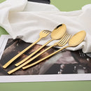 Axyaa 32-Piece Gold Stainless Steel Cutlery Set - Western Kitchen Flatware