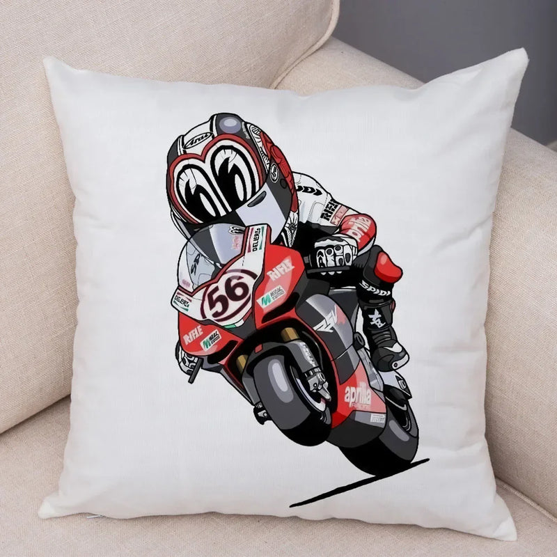 Axyaa Cartoon Sport Motorcycle Cushion Cover - Super Soft Plush Pillow Case