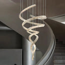Axyaa Crystal Chandelier Stair Pendant Lamp Living Room Interior Lighting