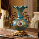 Axyaa European Resin Vase with Dried Flowers Arrangement and Wobble Plate Home Decor