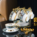 Axya Luxury Bone Tea Set with Saucer, Spoon - Elegant Coffee Cups & Christmas Gift