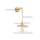 Axyaa Nordic Wood LED Wall Lamp with Pull Chain Switch