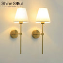 Axyaa Fabric Retro LED Wall Lamp for Bathroom Bedroom Hotel Decor Lighting