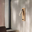 Axyaa LED Wooden Wall Light with Pull Chain Switch for Bedroom, Yellow Travertine Wood