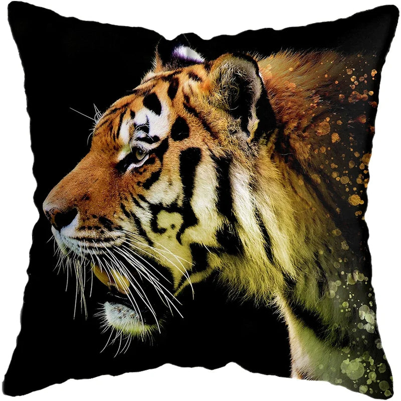 Wild Animals Lions Tigers Cushion Cover - Axyaa Luxury Home Decor
