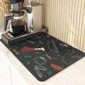 Axyaa Coffee Pattern Placemats Set for Table Cups Coaster Drainer Diatomaceous Earth Mat