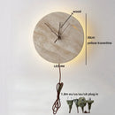 Axyaa Wabi Sabi LED Wall Lamps Yellow Travertine Stone Clock Stair Light