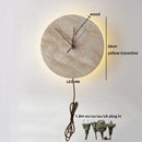 Axyaa Yellow Travertine Stone Clock Wall Lamp for Living Room Bedroom Décor