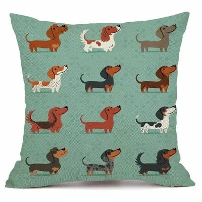 Axyaa Christmas Sausage Style Cushion Cover | Festive Dog Decorative Pillow Cover 45x45cm