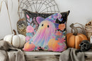 Cute Ghost with Pumpkin Halloween Pillow Cover by Axyaa - For Sofa, Bedroom, Car
