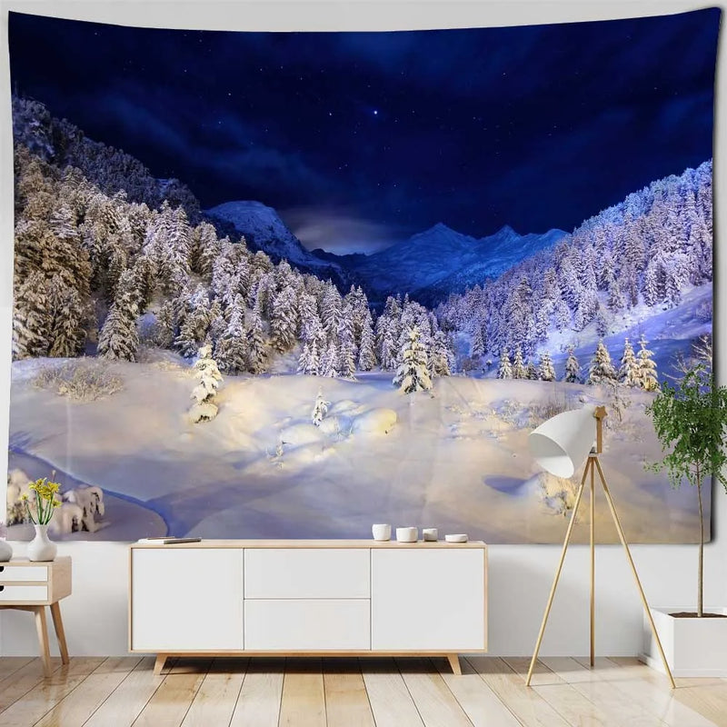 Axyaa Christmas Tapestry: Festive Holiday Scene Hanging Cloth for Home Decor