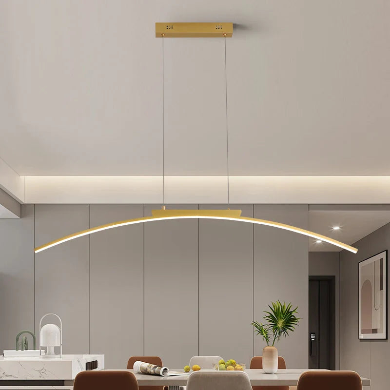 Axyaa Minimalist Curve Pendant Lamp - Adjustable Height LED Dining Light