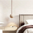 Axyaa Stone Yellow Travertine LED Pendant Chandelier - Small Round Nordic Bedroom Light