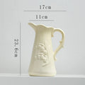 Axyaa Retro Tulip Flower Vase | Porcelain Teapot Relief Design | Home Decoration