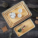 Axyaa Bamboo Pattern Storage Tray: Rectangular Teapot Plate, Kitchen Organizer