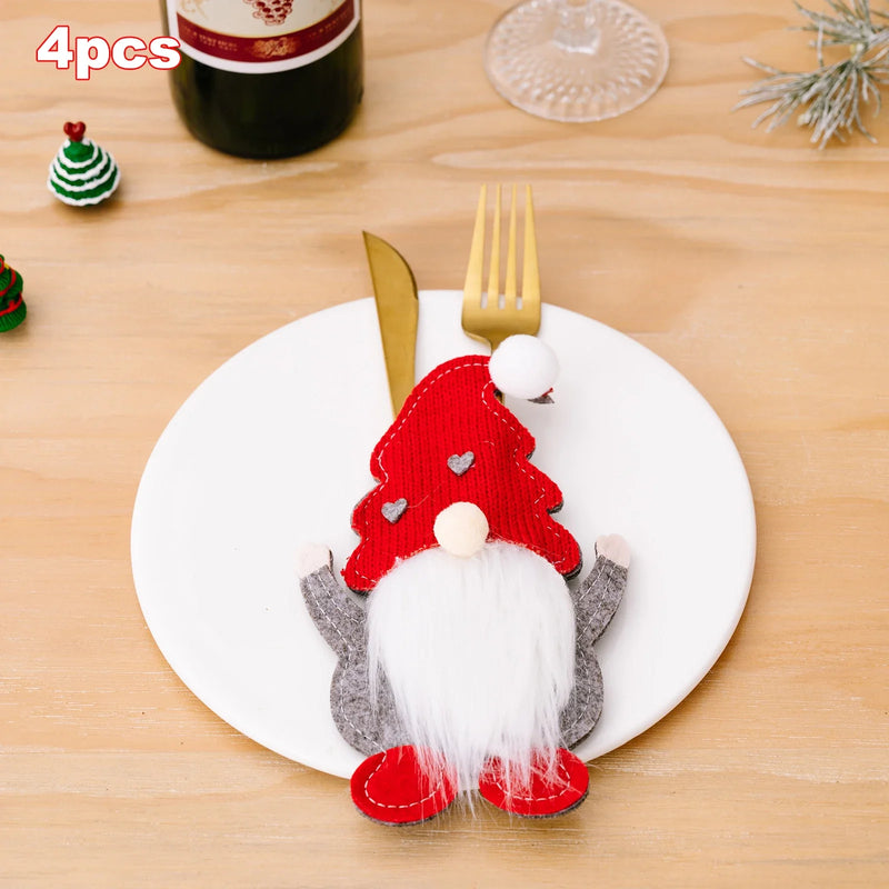 Axyaa Rudolph Christmas Cutlery Holder Set - Festive Tableware Decor