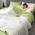 Axyaa Silk Summer Quilt: Embroidered Ice Cooling Comforter Bed Blanket