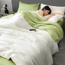 Axyaa Silk Summer Quilt: Embroidered Ice Cooling Comforter Bed Blanket