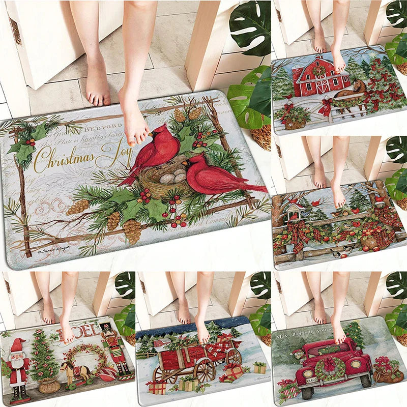 Axyaa Christmas Decoration Door Mat Non-Slip Floor Carpet for Home