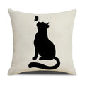 Axyaa Funny Cats Linen Pillow Cover 45x45cm - Farmhouse Decor & Office Throw Pillowcase