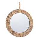 Rustic Rattan Wall Mirror Handmade by Axyaa - Round Bedroom Dressing Mirror