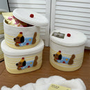 Axyaa Cotton Toy Storage Basket with Lid, Stylish Organizer for Toys and Home Decor