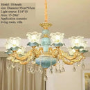 Luxury Crystal Blue Ceramic Chandelier for Living Room Ceiling by Axyaa