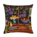 Axyaa Floral Print Linen Pillowcase 45*45cm for Home Decor