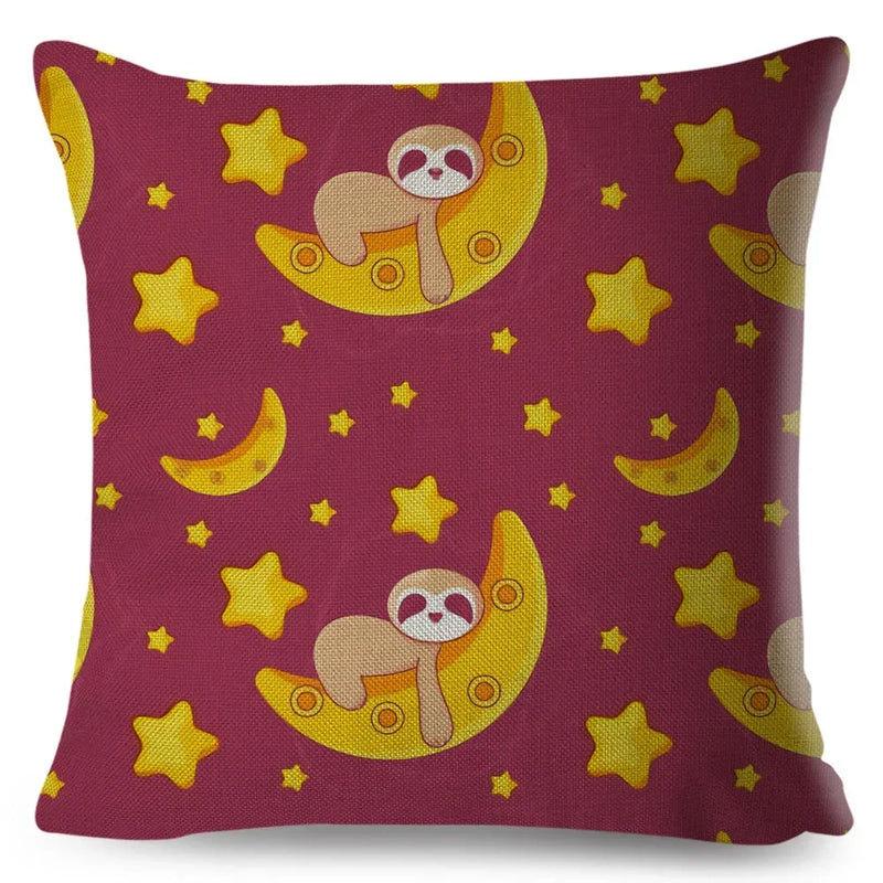 Axyaa Cat Cushion Cover: Decorative Linen Pillow for Home, Sofa, Children's Room