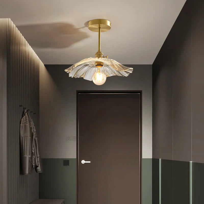 Axyaa Glass Ceiling Lamp for Bedroom, Porch, Entryway, Hallway - Japanese Style Interior Lighting