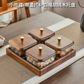 Axyaa Glass Serving Tray Set with Lid: Divided Fruit/Snack Storage Box for Events