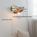 Axyaa Nordic LED Wall Lamp Walnut Wood Stair Light - Modern Indoor Pull Chain Switch