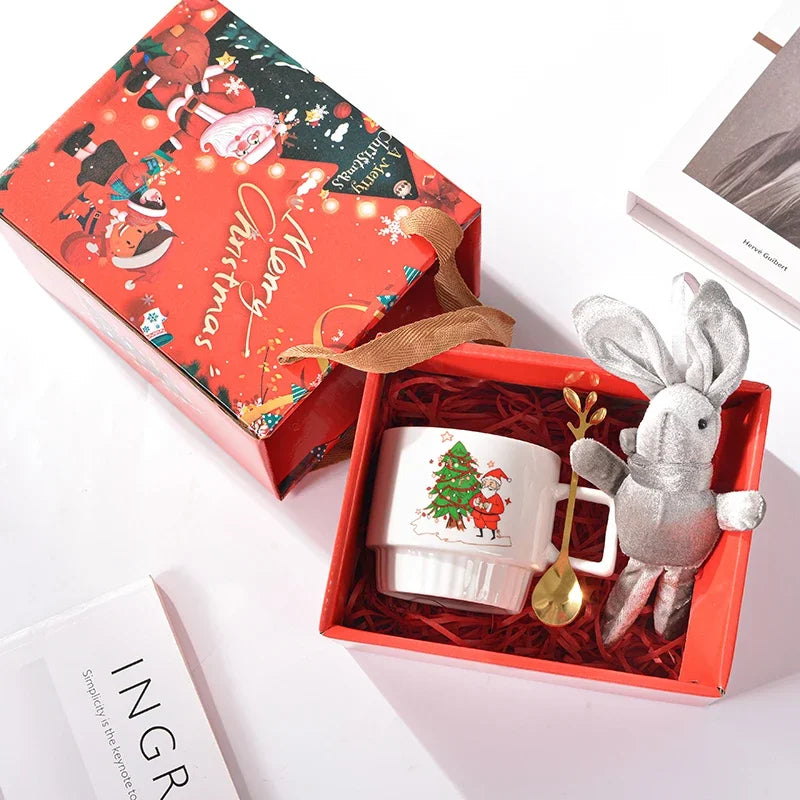 Christmas Ceramic Mug Santa Claus Pattern by Axyaa: Festive Coffee Tea Cup Set