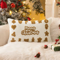 Axyaa Christmas Gingerbread Man Embroidered Cushion Cover - Festive Sofa Pillowcase