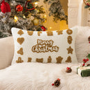 Axyaa Christmas Gingerbread Man Embroidered Cushion Cover - Festive Sofa Pillowcase