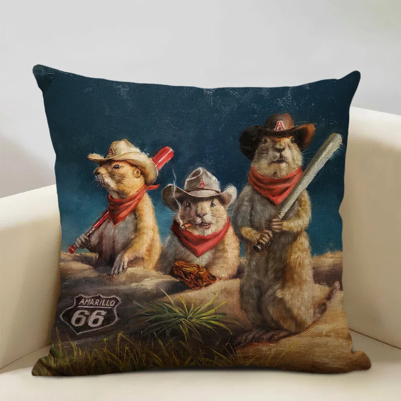 Axyaa Bullfighting Dog Cushion Cover - 45x45cm Linen Pillowcase for Home Decor