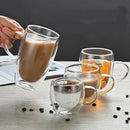 Axyaa Double Wall Glass Coffee Cup with Handle for Heat Insulation