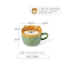 Axyaa Cartoon Animal Ceramic Coffee Cup with Lid - Kids Gift Mug Set