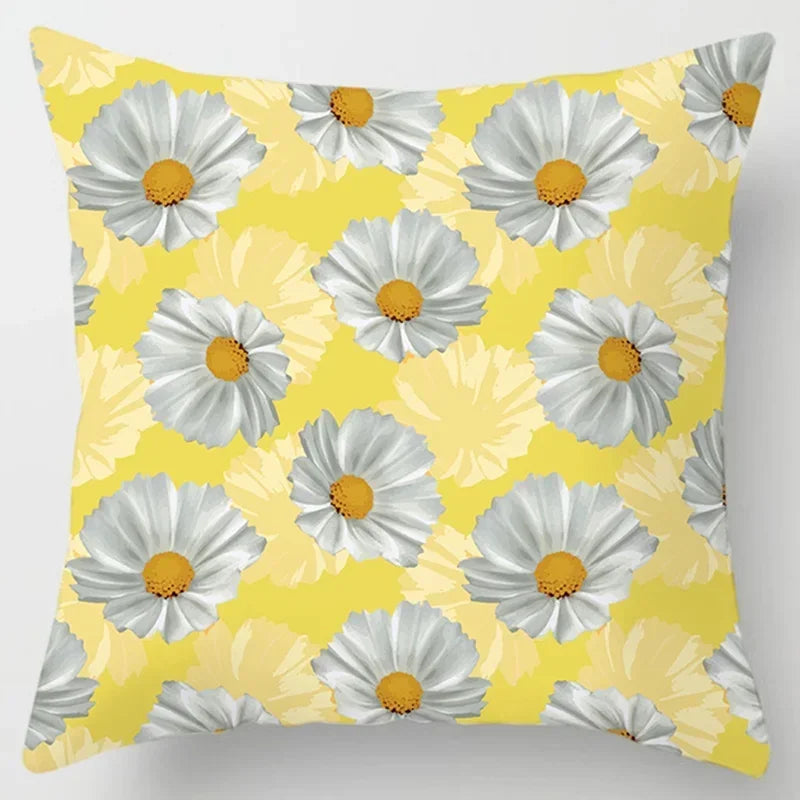 Axyaa Yellow Flower Pillowcase for Home Sofa Lumbar Cushion