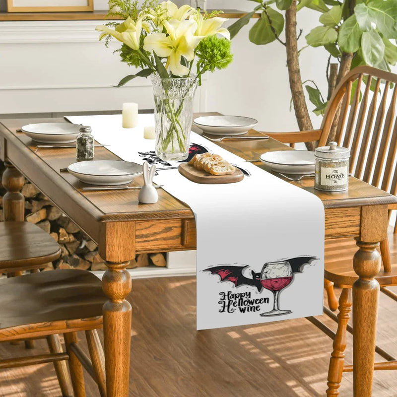 Axyaa Bat Halloween Red Wine Table Runner