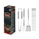 Axyaa 7-Piece Stainless Steel BBQ Tool Set in Paper Box for Outdoor Grilling