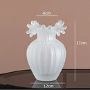 Axyaa Geometric Wavy Stripes Glass Vase Frosted Transparent Hydroponics Wedding Home Decor