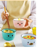 Axyaa Cartoon Ceramic Rice Bowl for Children, Cute Girl Design, Creative Tableware