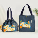 Axyaa Canvas Thermal Lunch Bag for Women & Children: Japanese Style Bento Box Thermo Pouch & Food Container