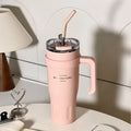 Axyaa Vacuum Insulated Tumbler - Stainless Steel Thermal Cup for Water, Coffee, Tea -  Straw, Handle