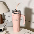 Axyaa Vacuum Insulated Tumbler - Stainless Steel Thermal Cup for Water, Coffee, Tea -  Straw, Handle