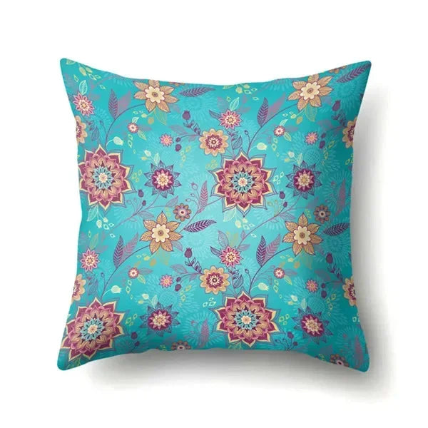 Abstract Geometric Bohemian Pillowcase in Colorful Exotic Style by Axyaa